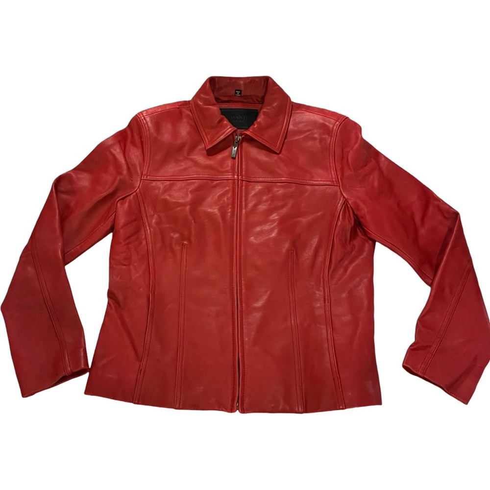 Vintage Avanti New York Women's Red Leather Jacket - Genuine Leather - Medium